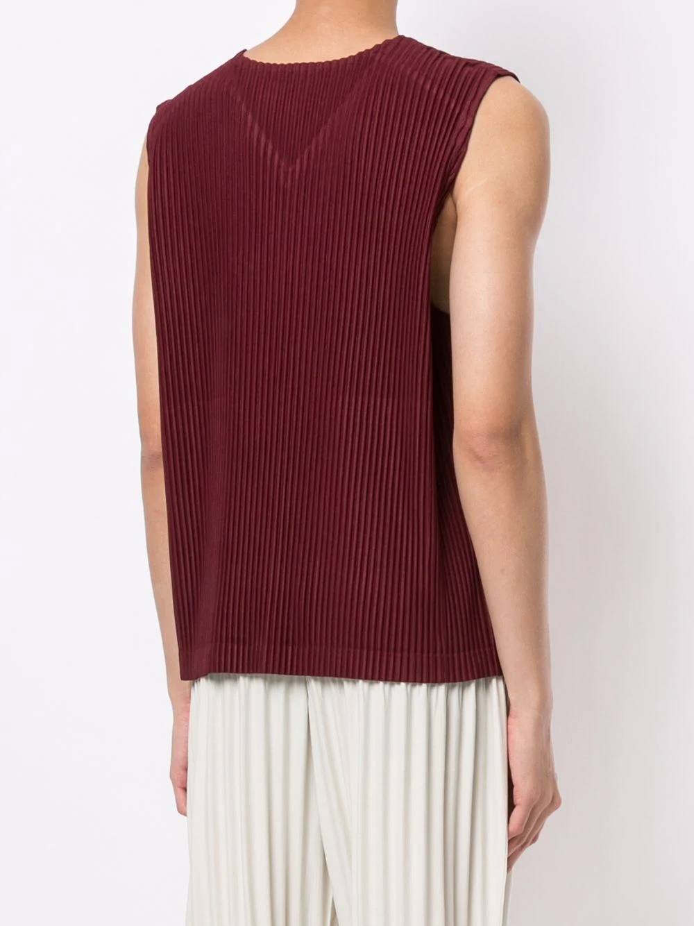 pleated V-neck tank top - 4