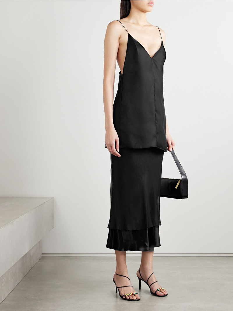KHAITE Talsie silk-organza tank Black outlook