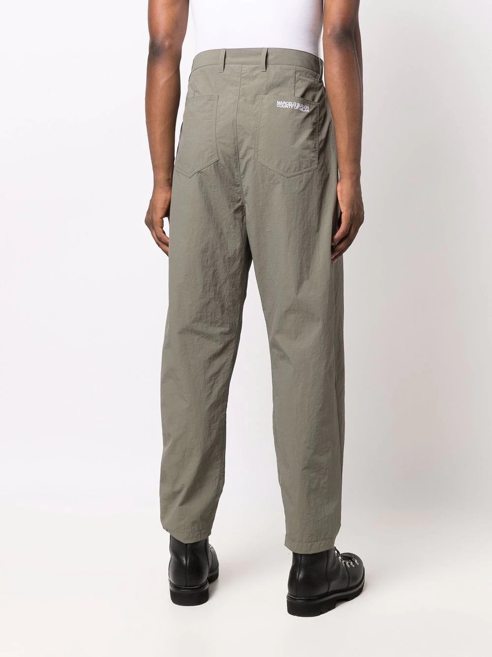 logo-embroidered tapered trousers - 4