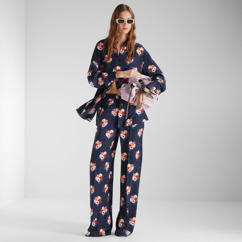 FENDI Pants Dark blue silk pants outlook