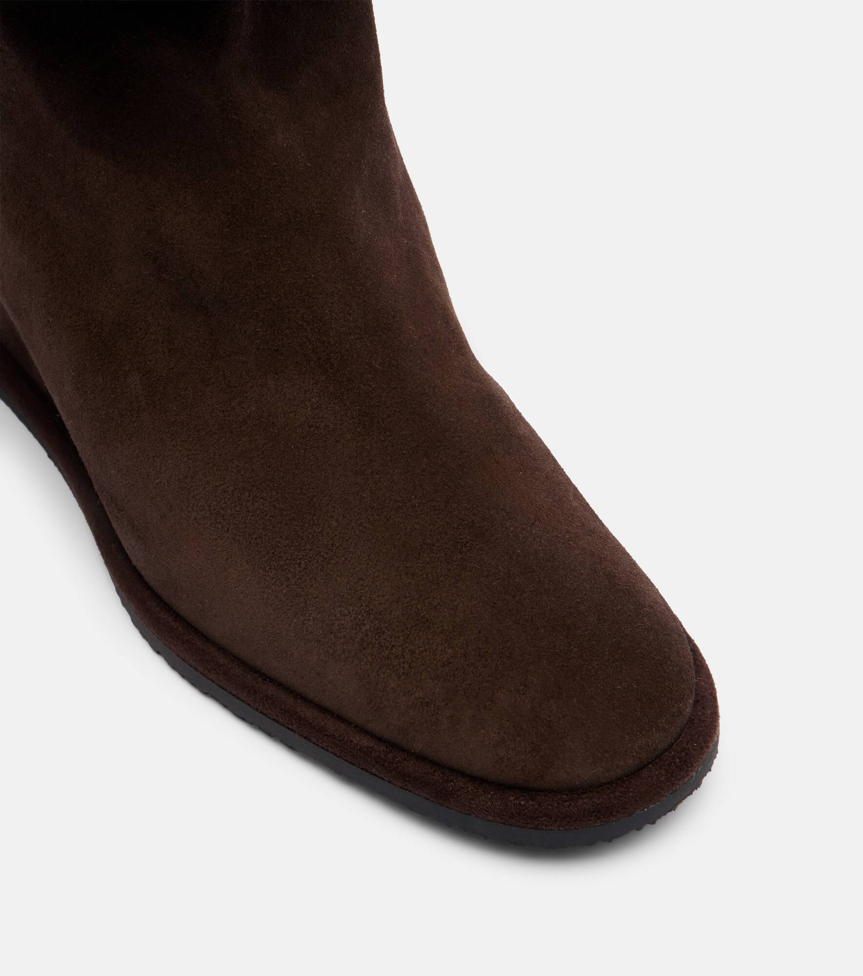 Shearling-lined suede wedge ankle boots - 5