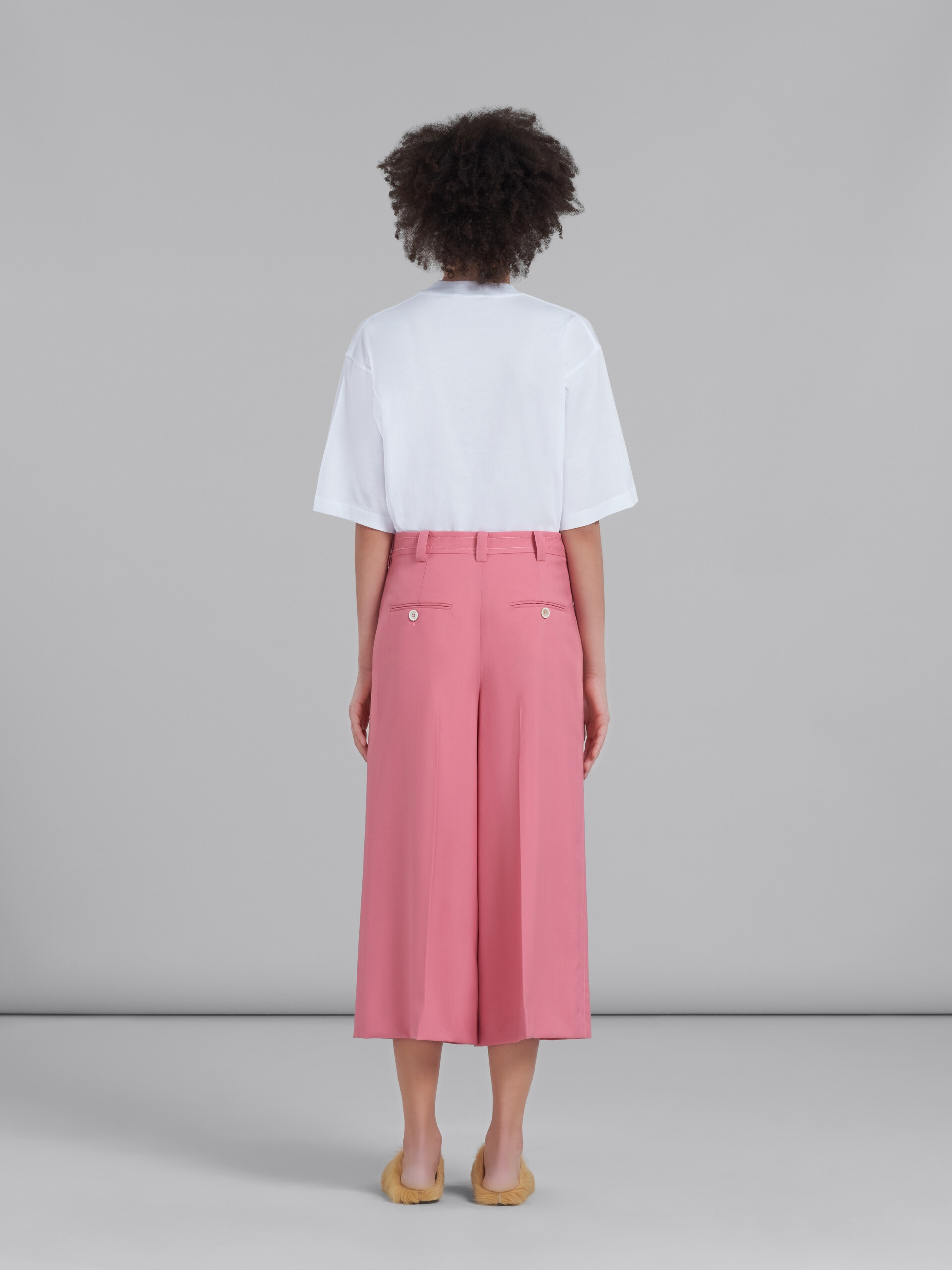 Marni CROPPED PANTS IN PINK TROPICAL WOOL | REVERSIBLE