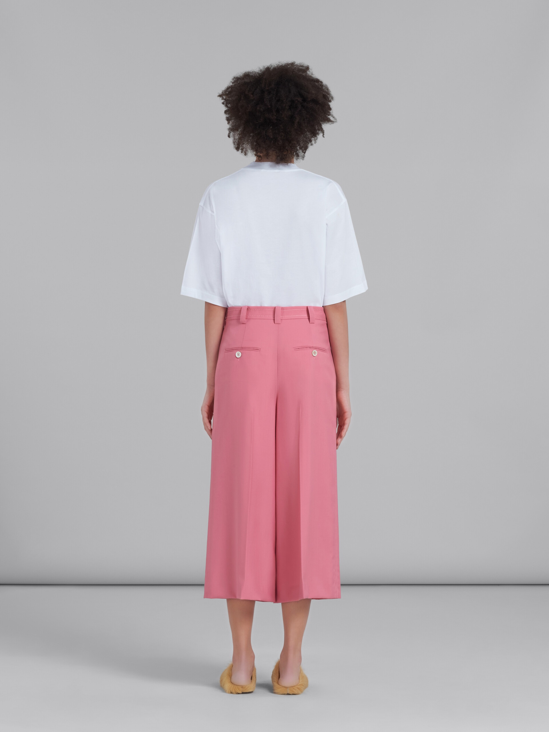 CROPPED PANTS IN PINK TROPICAL WOOL - 3
