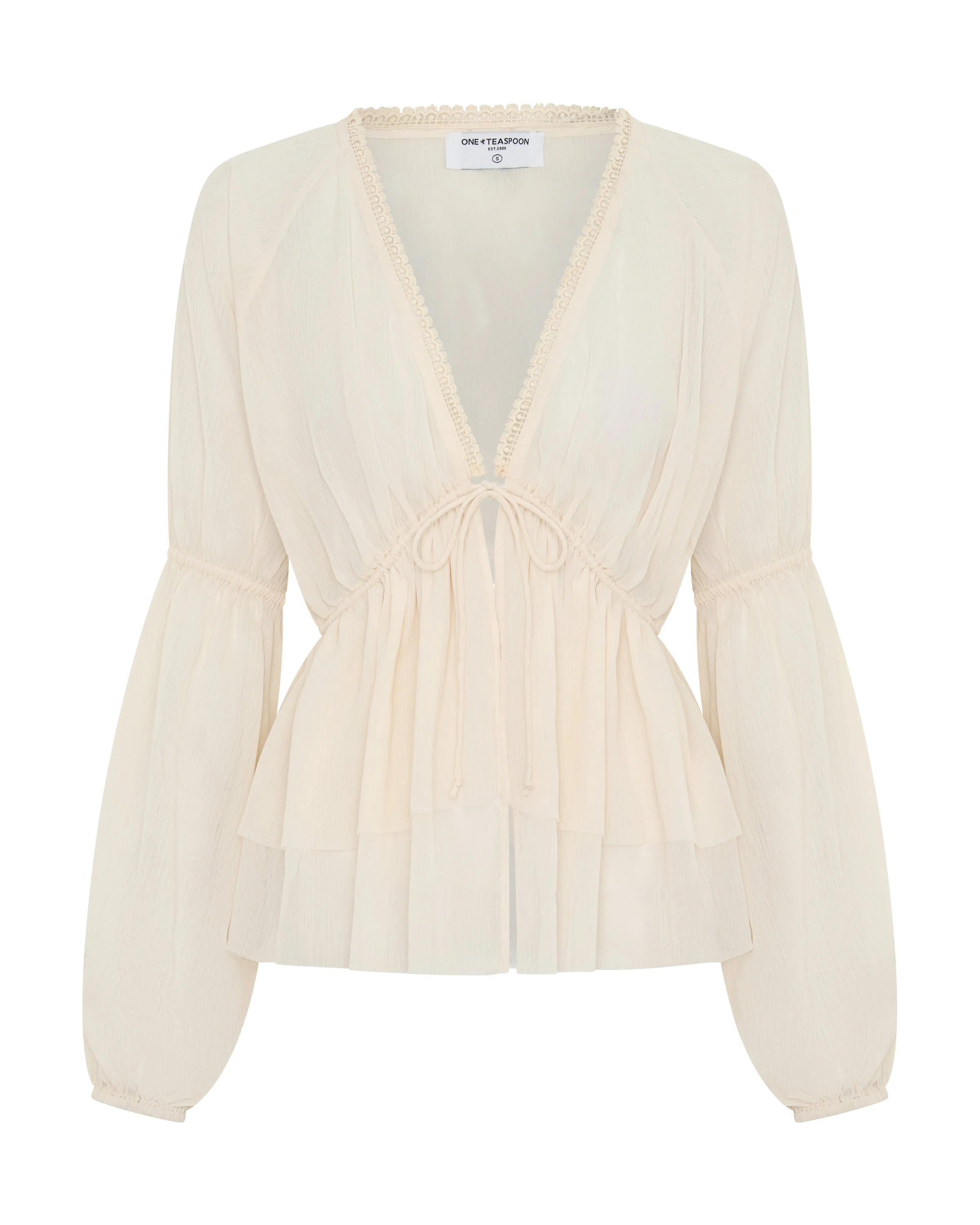 Luminette Sheer Longsleeve Blouse - Ivory - 1