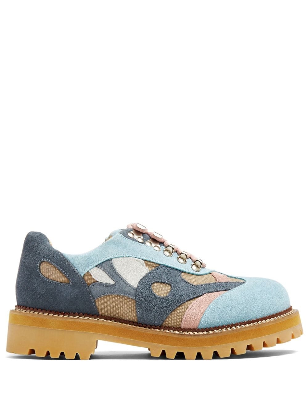 panelled suede lace-up shoes - 1
