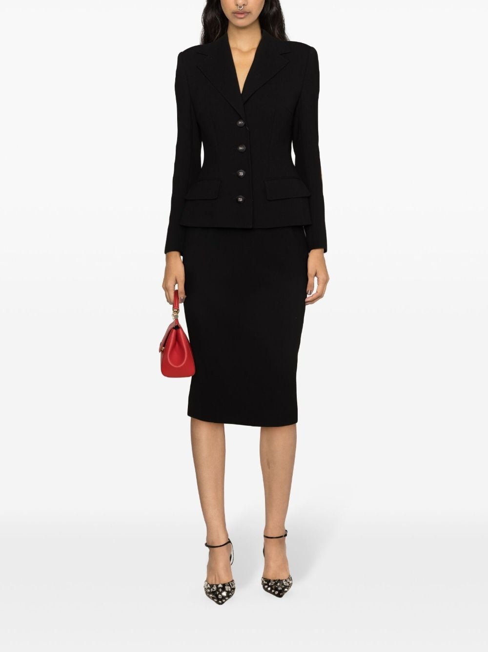 virgin wool pencil midi skirt - 2