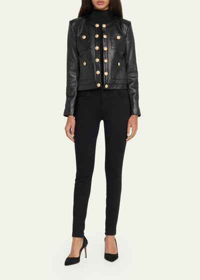 L'AGENCE Jayde Collarless Leather Jacket outlook