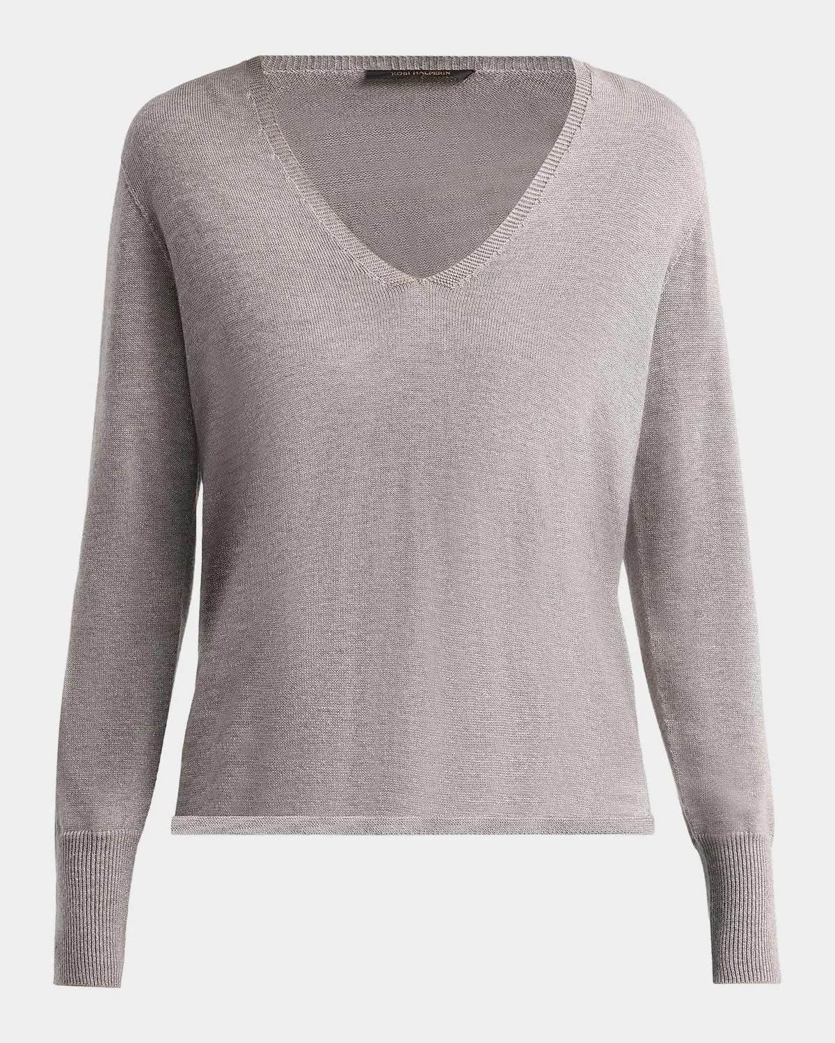 Vinny V-Neck Shimmer Knit Sweater - 1
