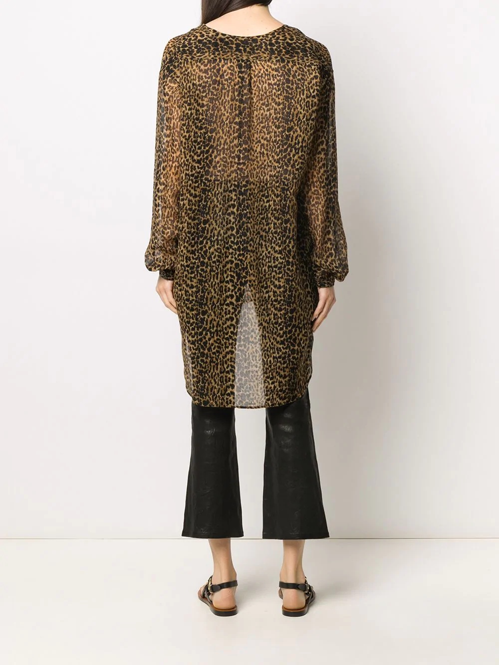 leopard print asymmetric blouse - 4