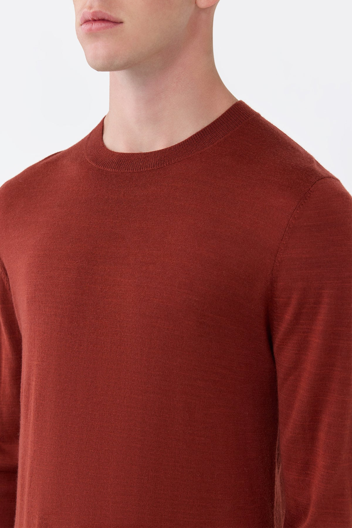 Palco Knit Sweater in Burnt Sienna Merino Wool - 5