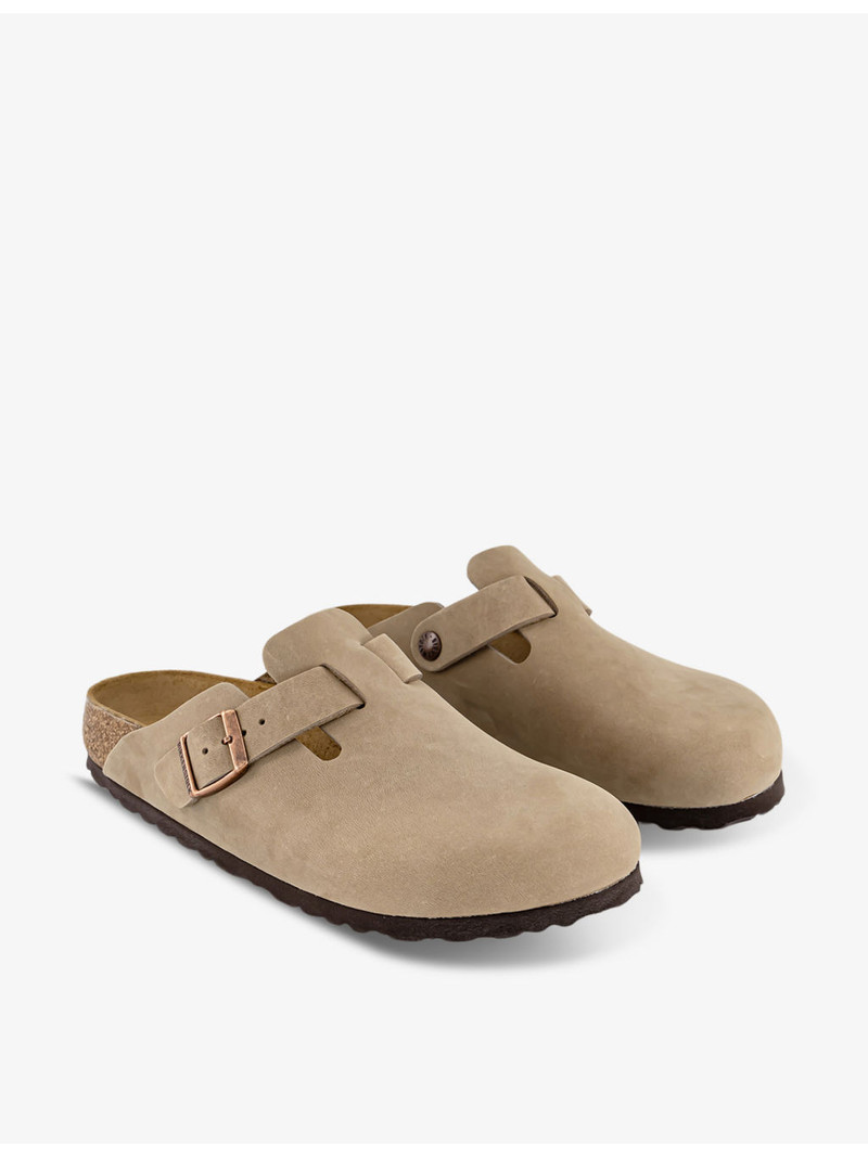 Boston logo-embossed suede clogs 3