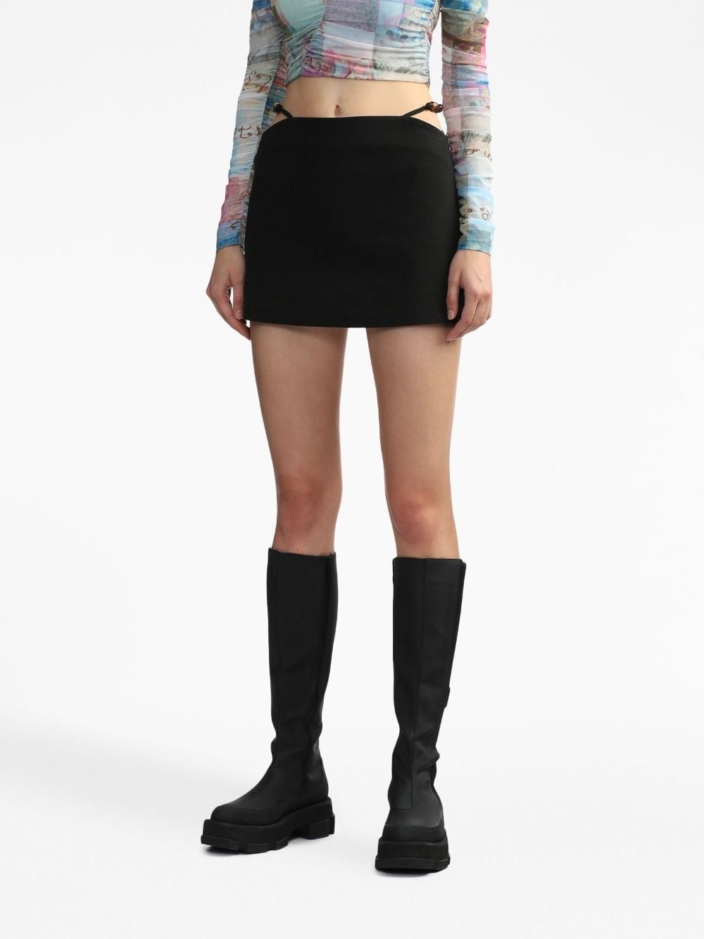 bead-embellished organic cotton miniskirt - 3