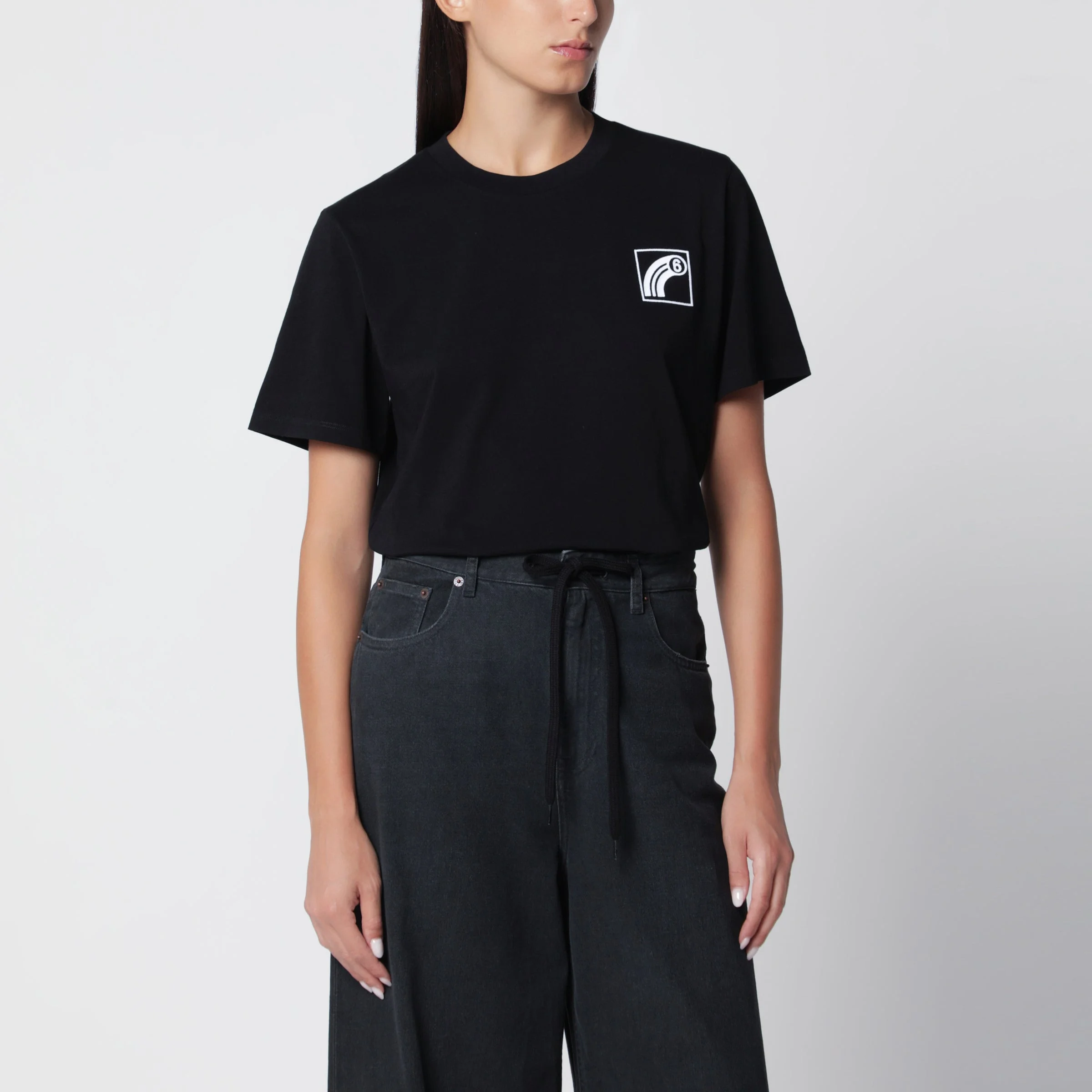 Black cotton jersey T-shirt - 1