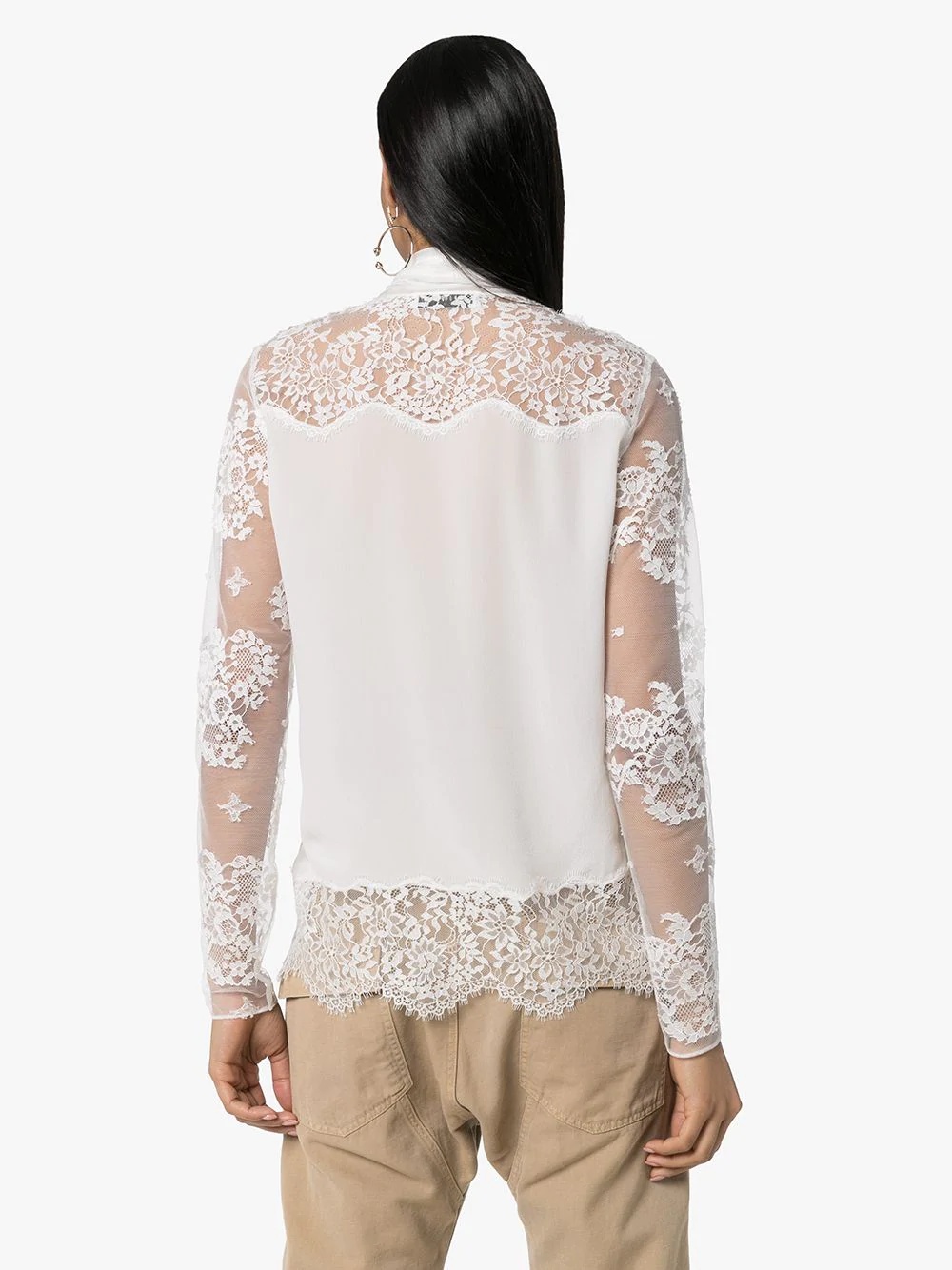 Lace detail pussy bow blouse - 4