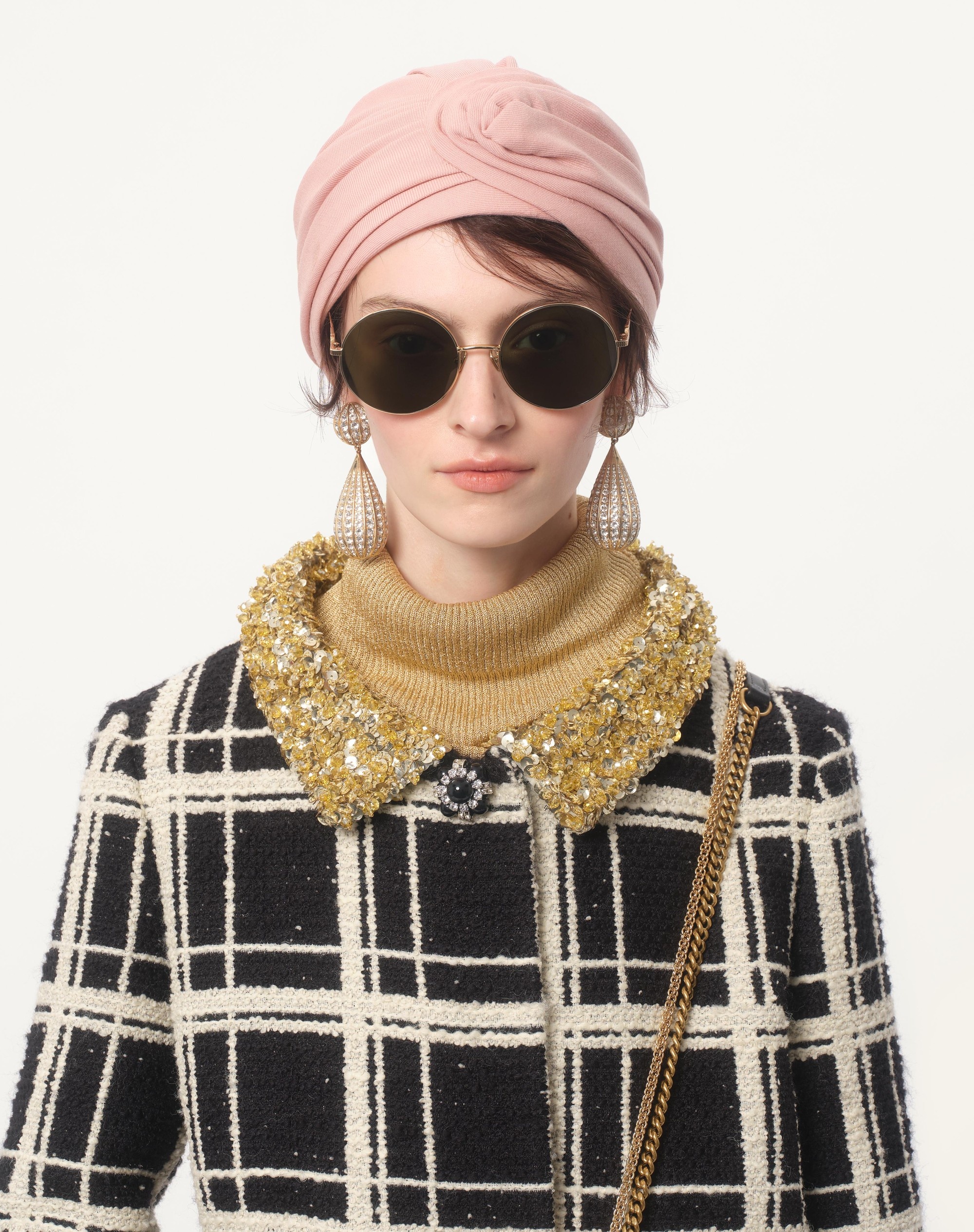 EMBROIDERED MACRO CHECK TWEED JACKET - 5