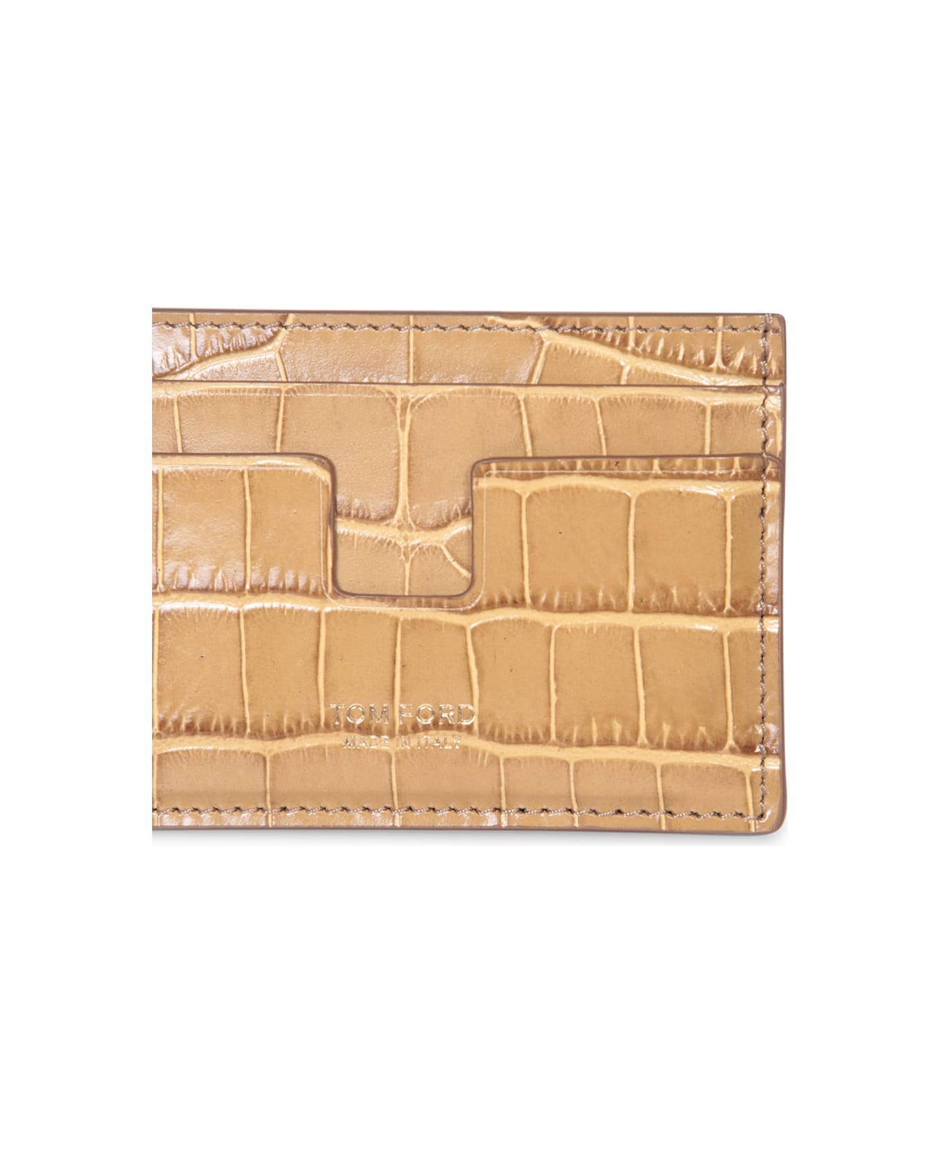 Beige Crocodile Card Holder - 3