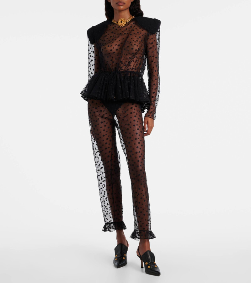 Chloé Polka-dot peplum cotton-blend tulle top outlook