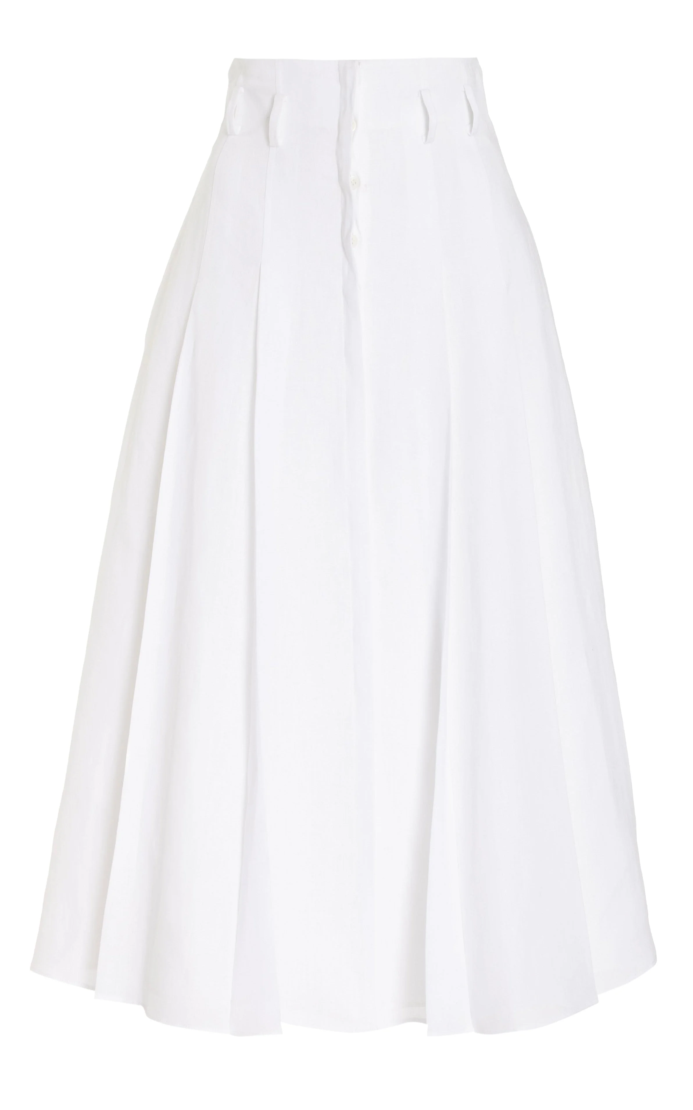 Dugald Pleated 스커트 에 화이트 Aloe Linen - 1