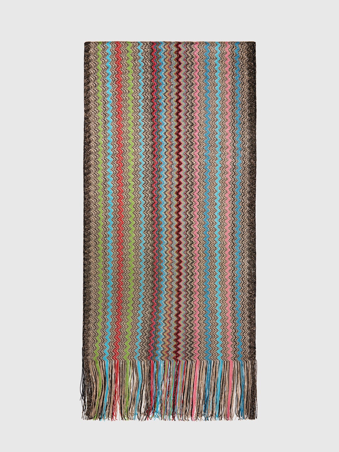 Zig zag viscose blend scarf with long fringes - 1