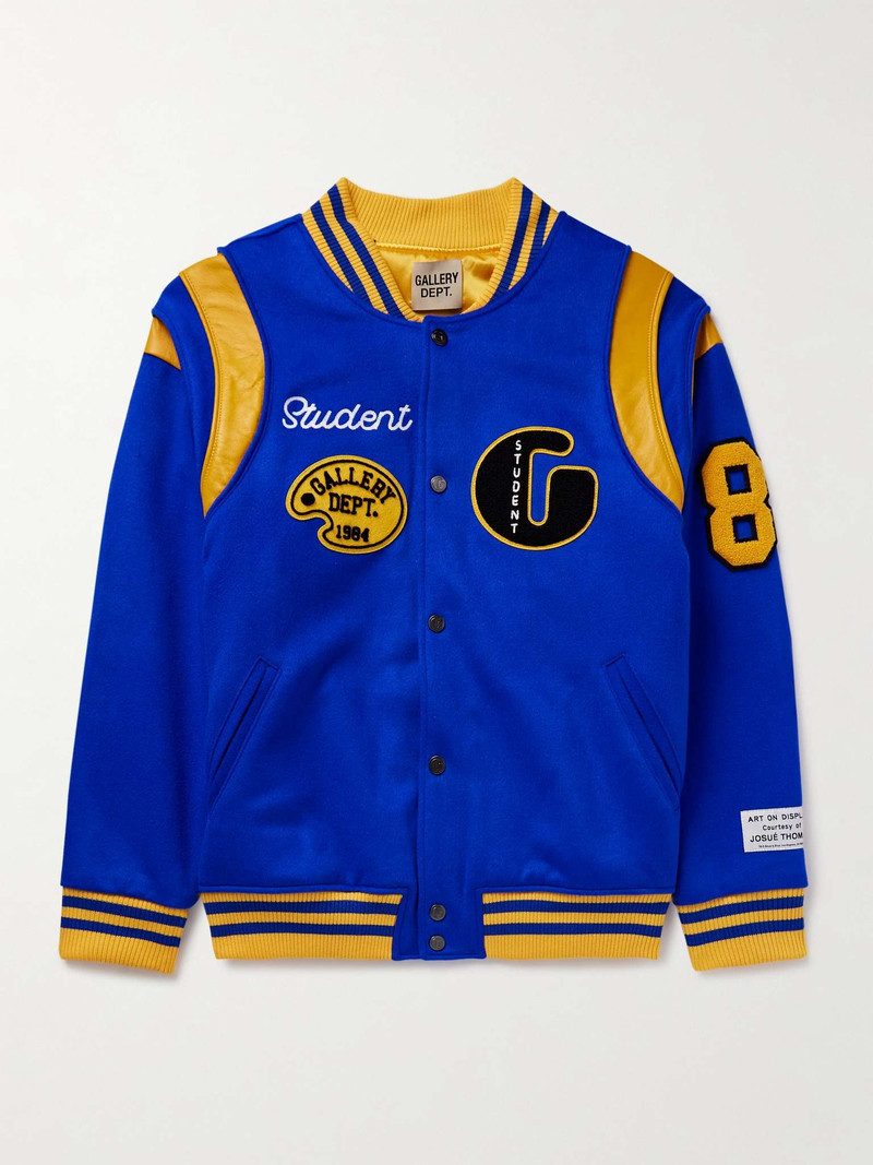 Logo-Embroidered Appliquéd Leather-Trimmed Wool-Blend Felt Varsity Jacket - 1