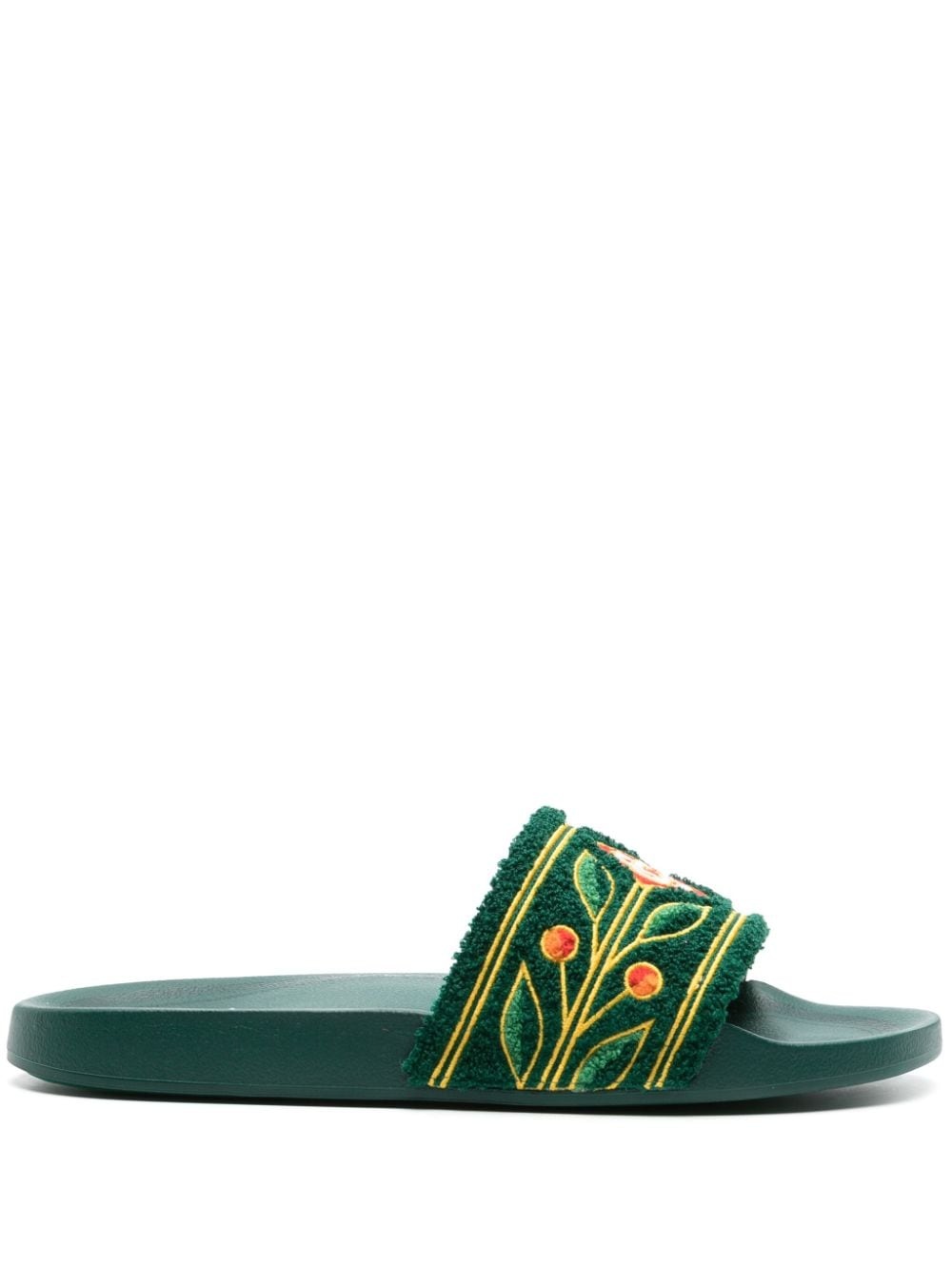 embroidered terry-cloth slides - 1