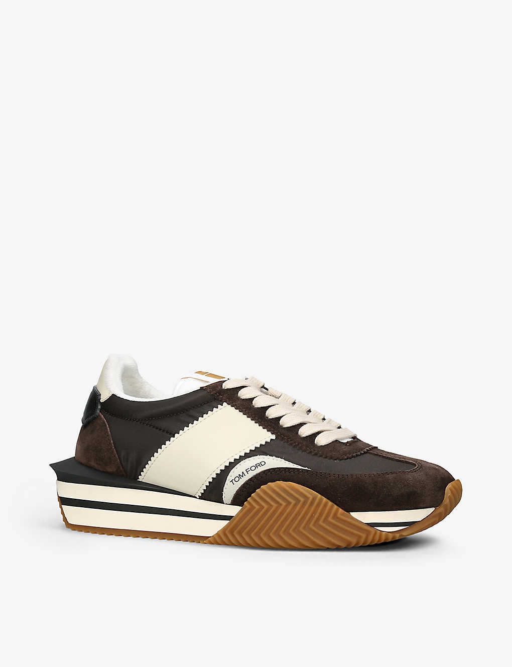 James panelled leather and nylon low-top trainers - 3