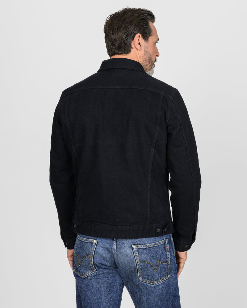 IHJ-123-OD 14OZ BROKEN TWILL SELVEDGE DENIM WORK JACKET - INDIGO OVERDYED BLACK 3
