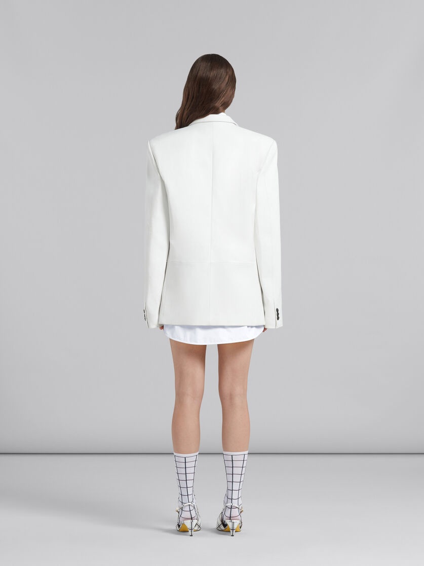 WHITE NAPPA LEATHER OVERSIZED BLAZER - 3