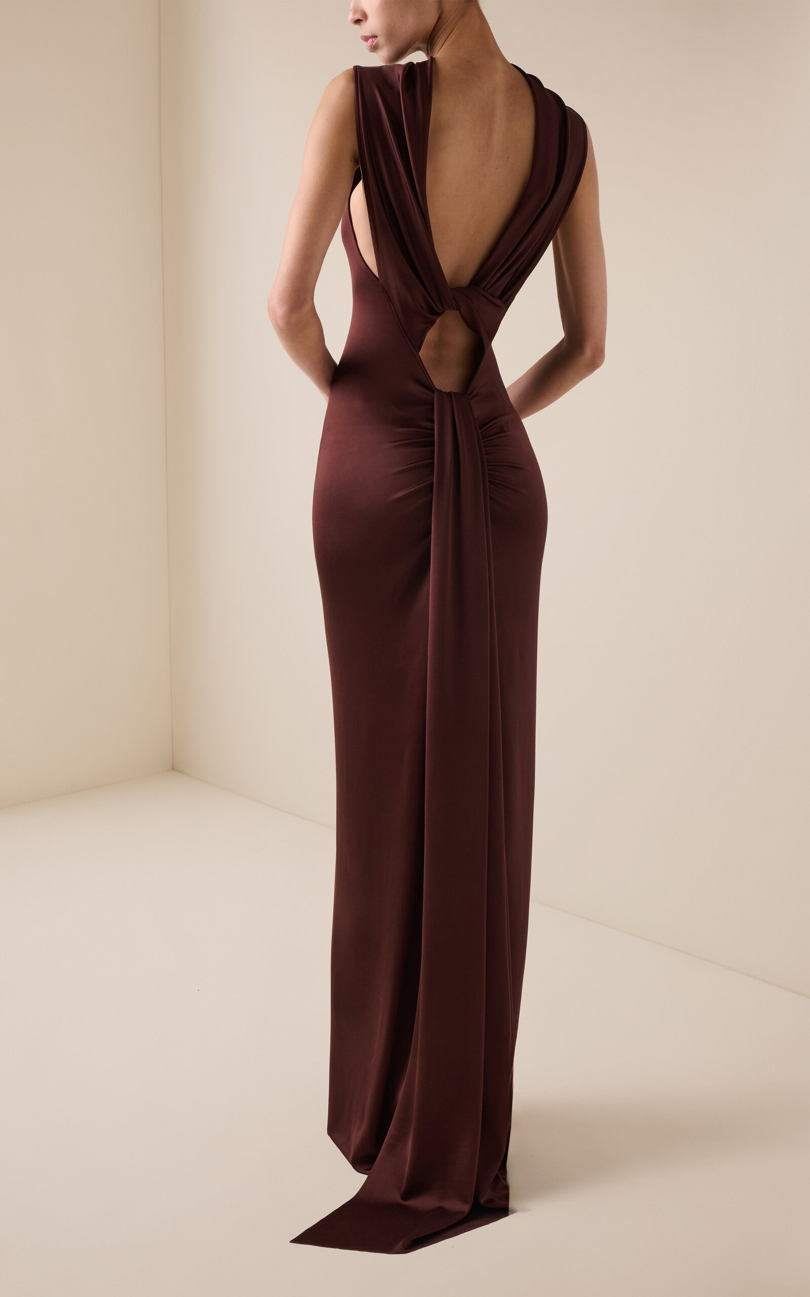 Twisted Jersey Maxi Dress brown - 4