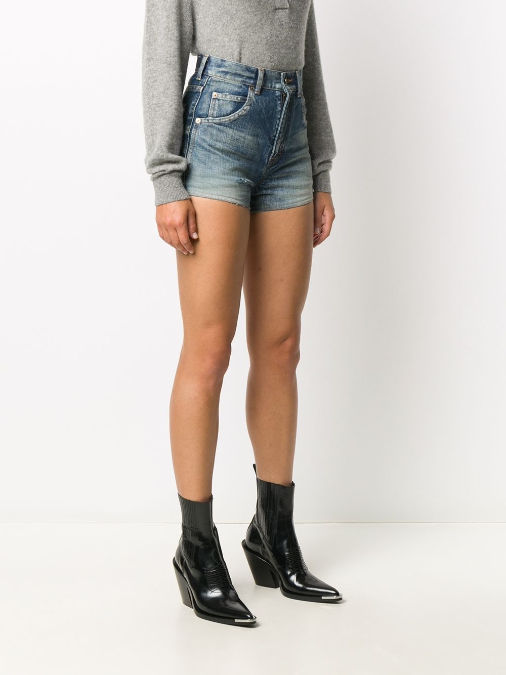 destroyed denim shorts - 3