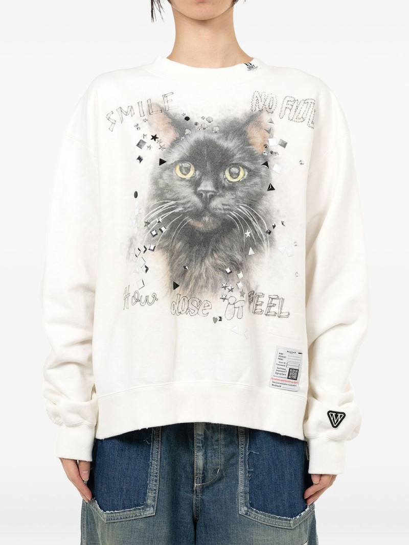 Maison MIHARAYASUHIRO cat-print embellished sweatshirt outlook