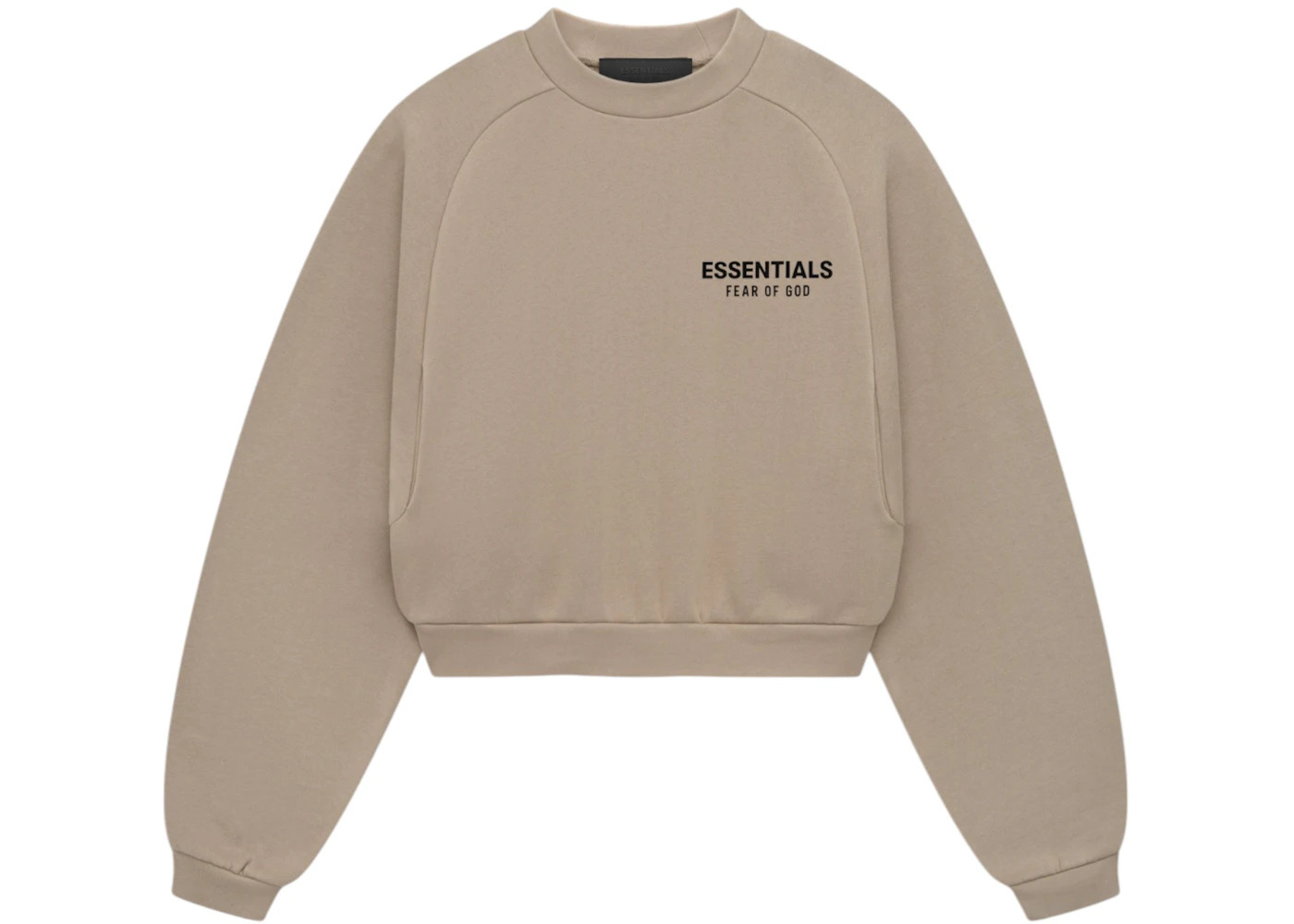 Fear of God Essentials Women's Fleece Cropped Crewneck Desert Sand - 1