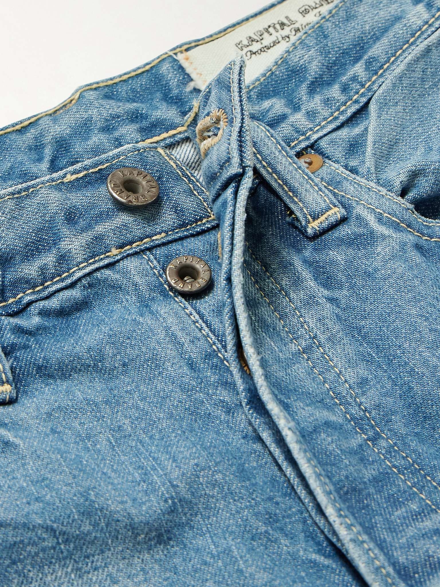 KAPITAL - Slim-Fit Distressed Denim Jeans - Men - Indigo KAPITAL
