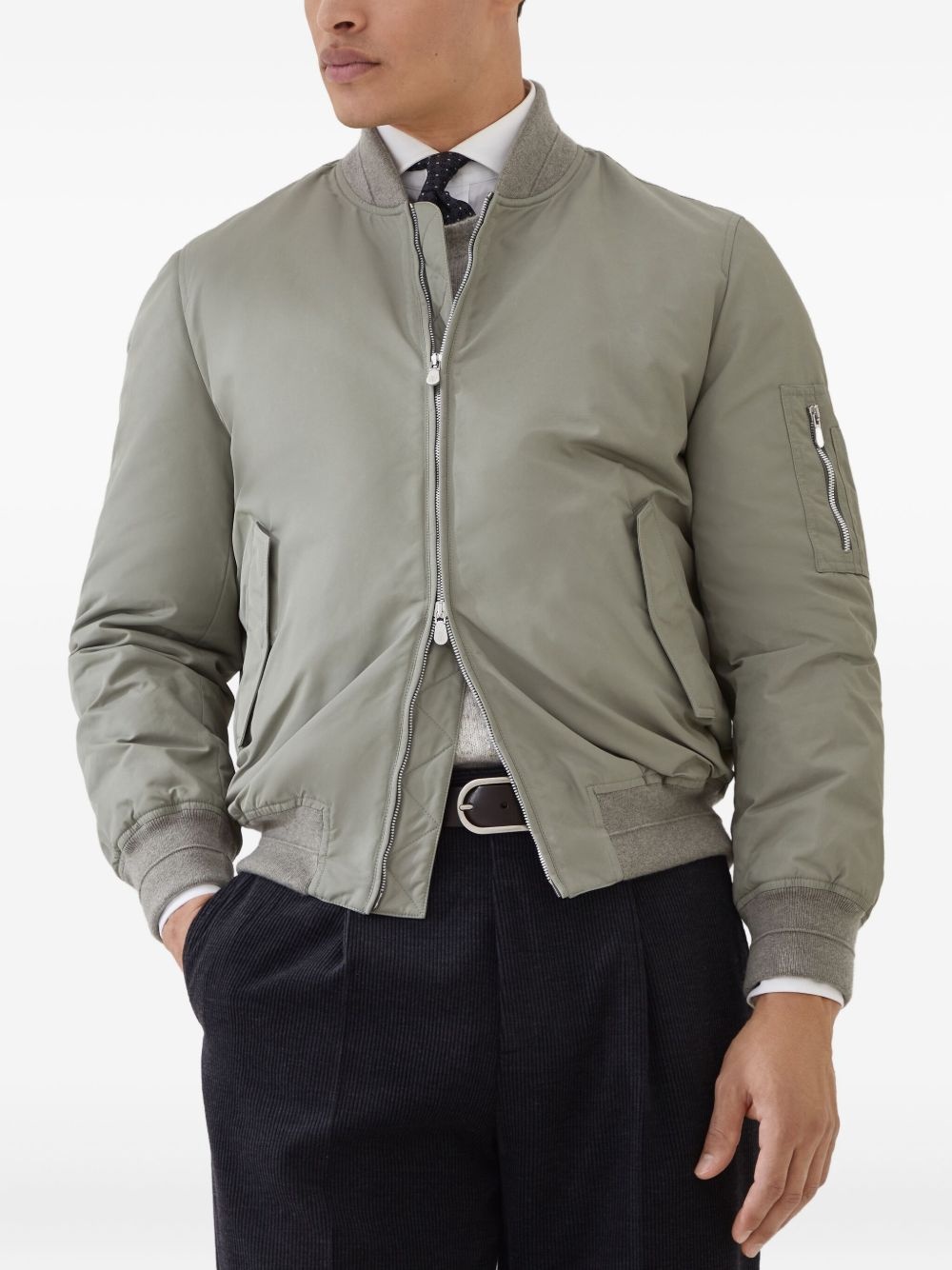 zip-fastening bomber jacket - 3