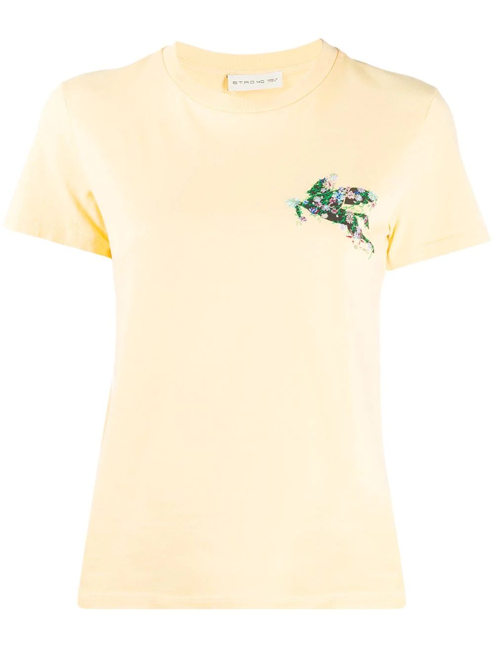 floral embroidered T-shirt - 1