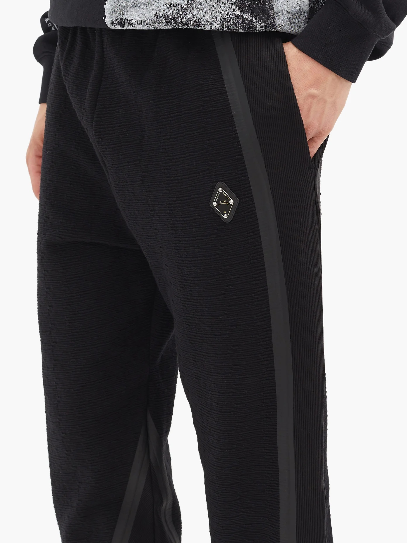 Logo-plaque cotton-blend jersey track pants - 3