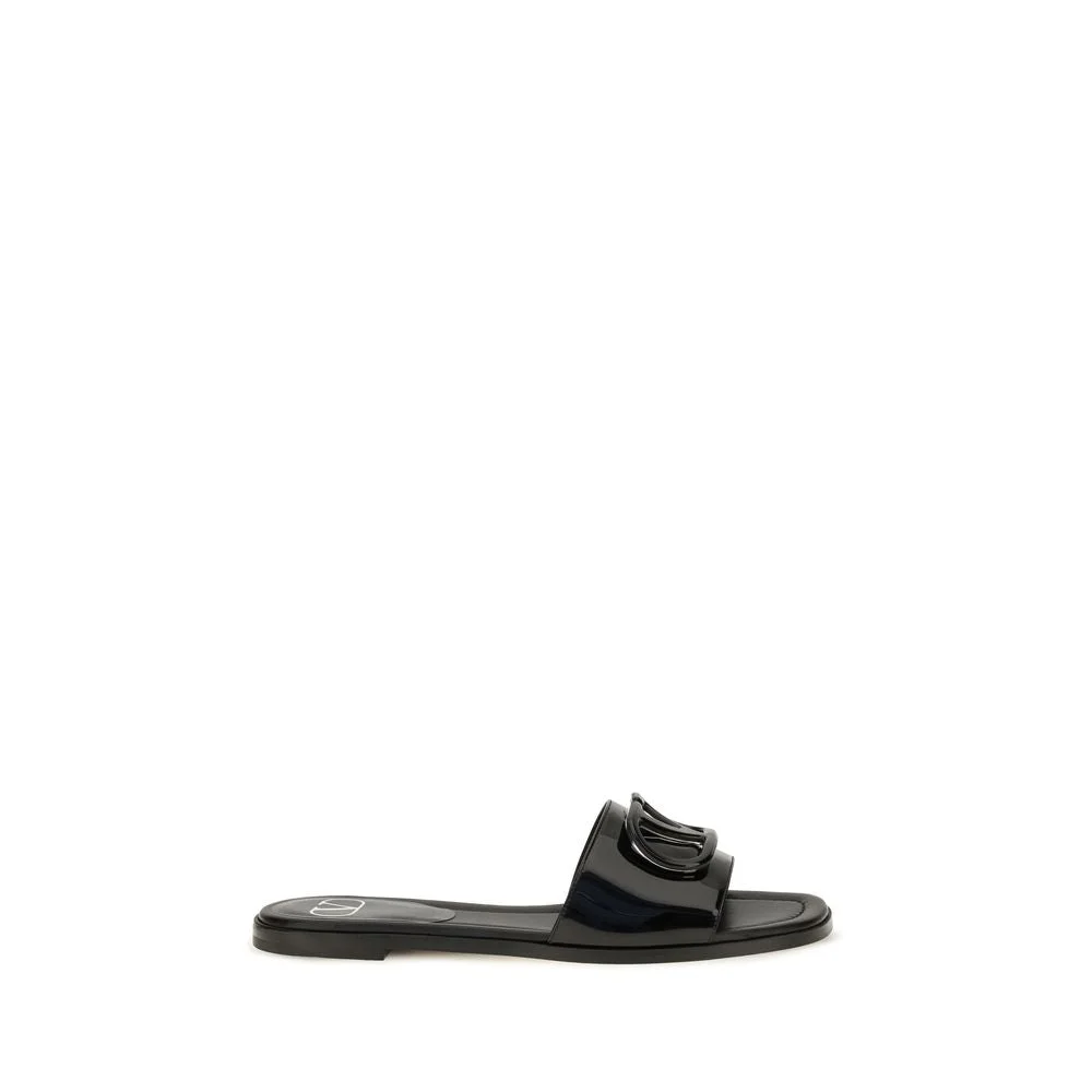 Valentino Garavani VLogo Patent Leather Sandal — Black - 1