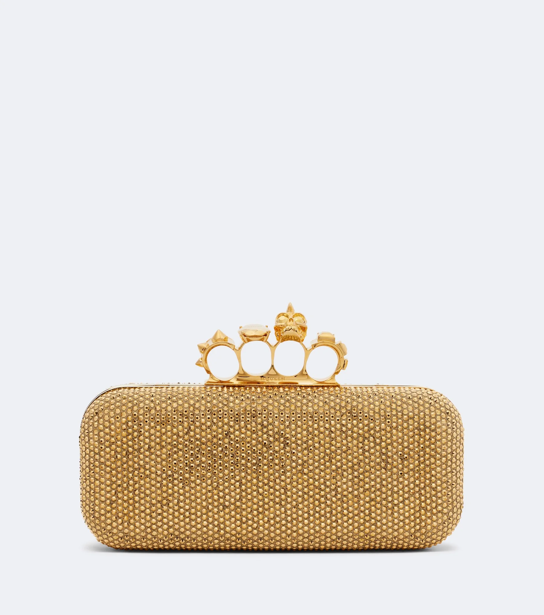 Knuckle embellished leather clutch - 1