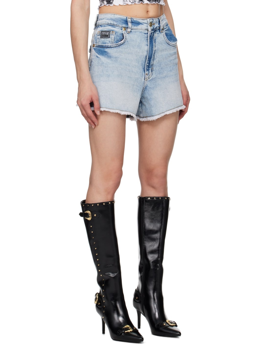 Blue Faded Denim Shorts - 2