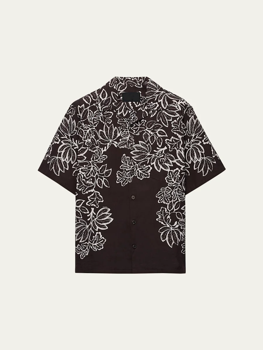 Men's Leaf-Print Bowling Shirt - 1