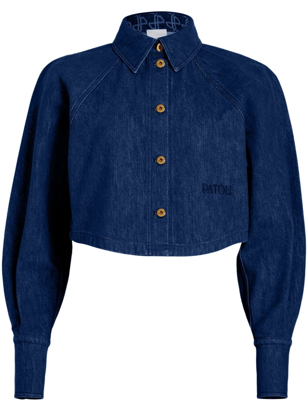 cropped buttoned denim shirt - 1