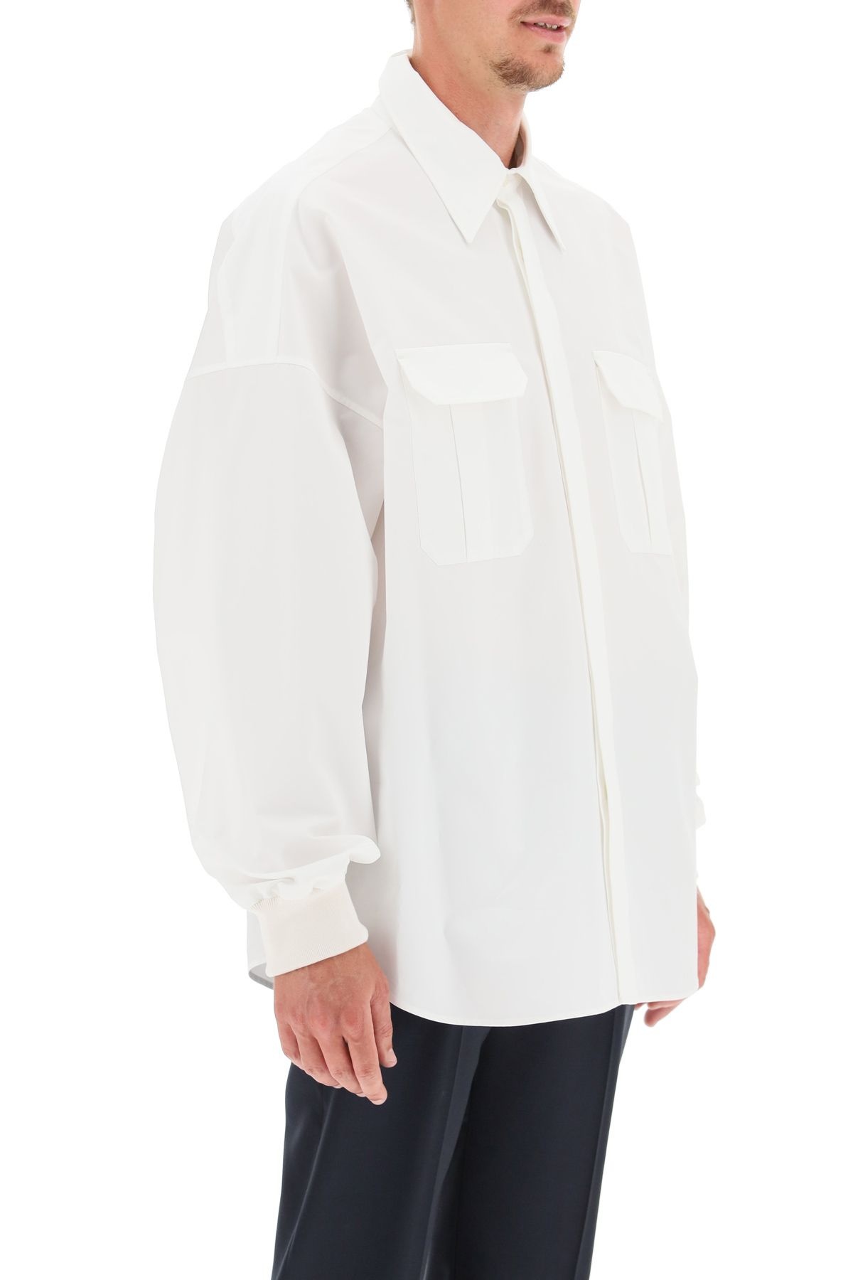 OVERSIZED POPLIN SHIRT WITH ELASTICIZED CUFFS - 3