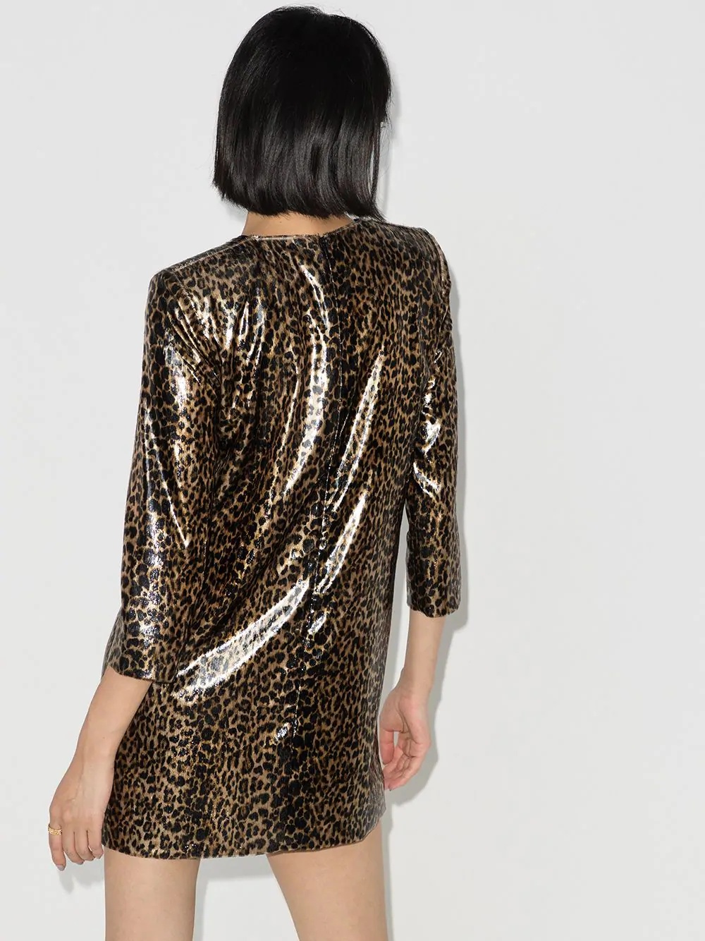 metallic leopard-print mini dress - 3