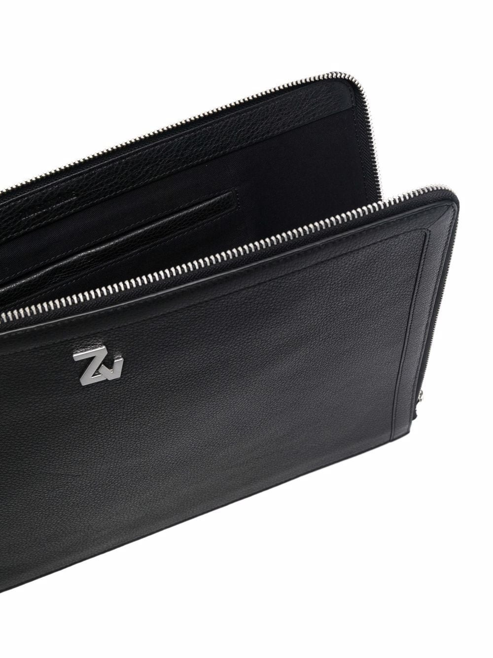 zip-up leather clutch bag - 4
