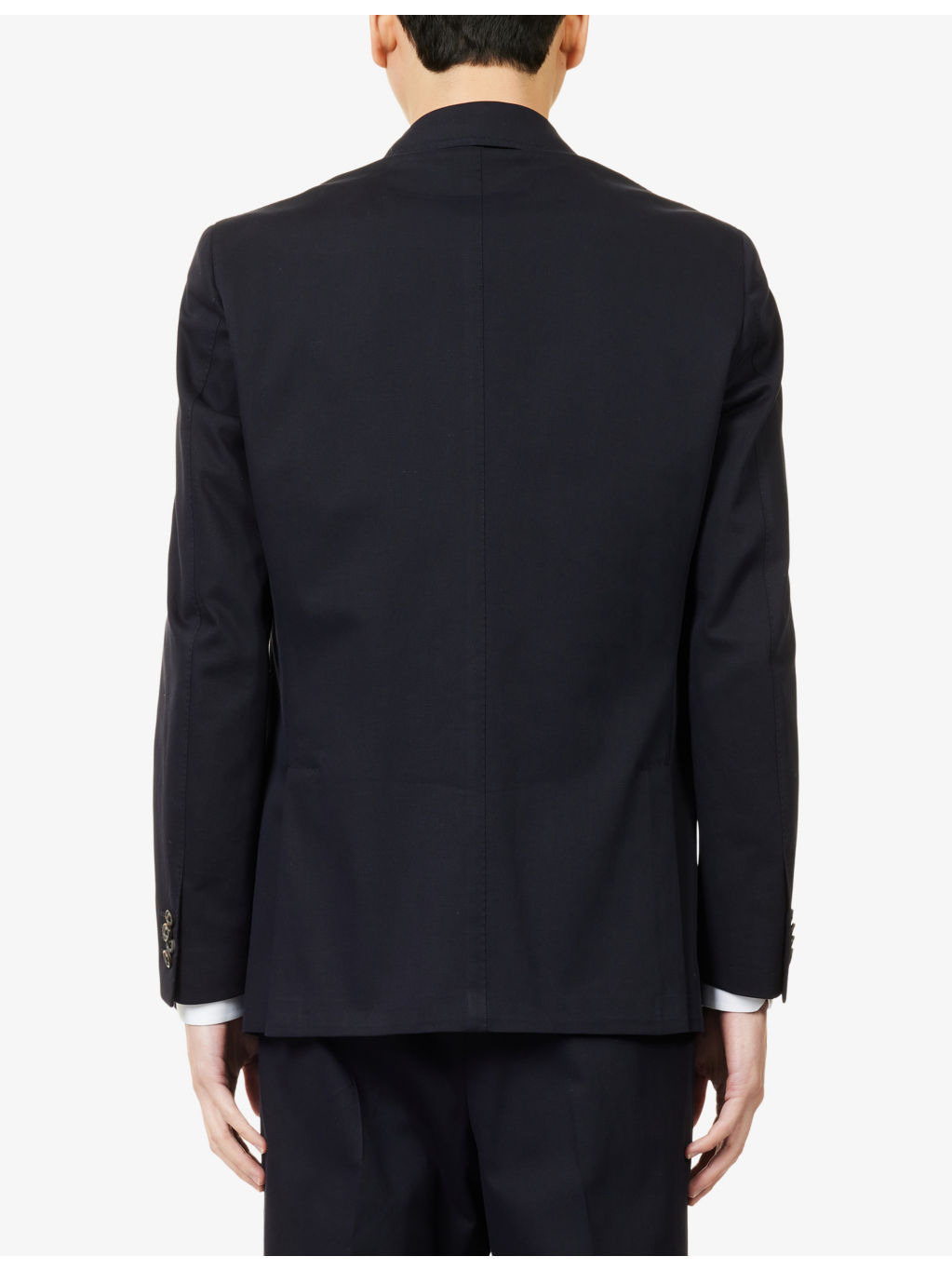 Notched-Lapel Long-Sleeve Cotton-Cashmere Blend Jacket - 4