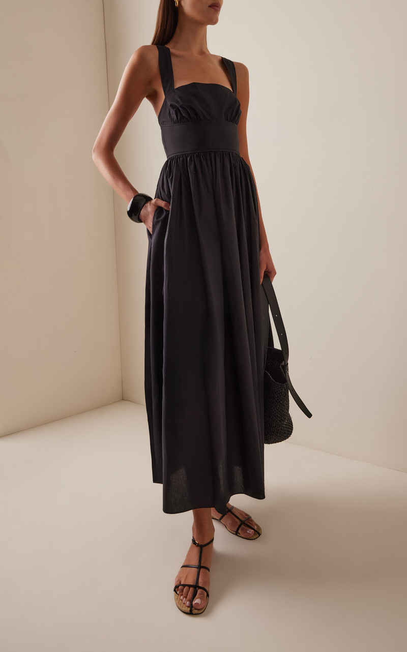MATTEAU Crossback Cotton Midi Dress black outlook
