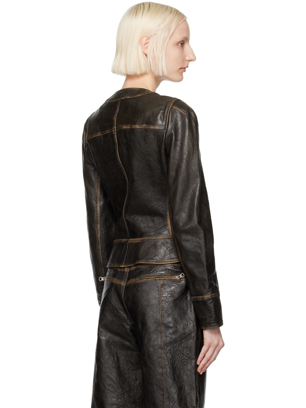 Brown SLK Leather Jacket - 3