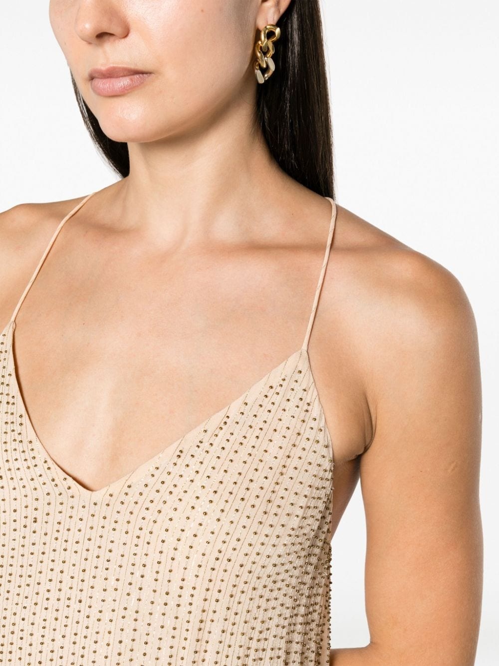 rhinestone V-neck minidress - 5