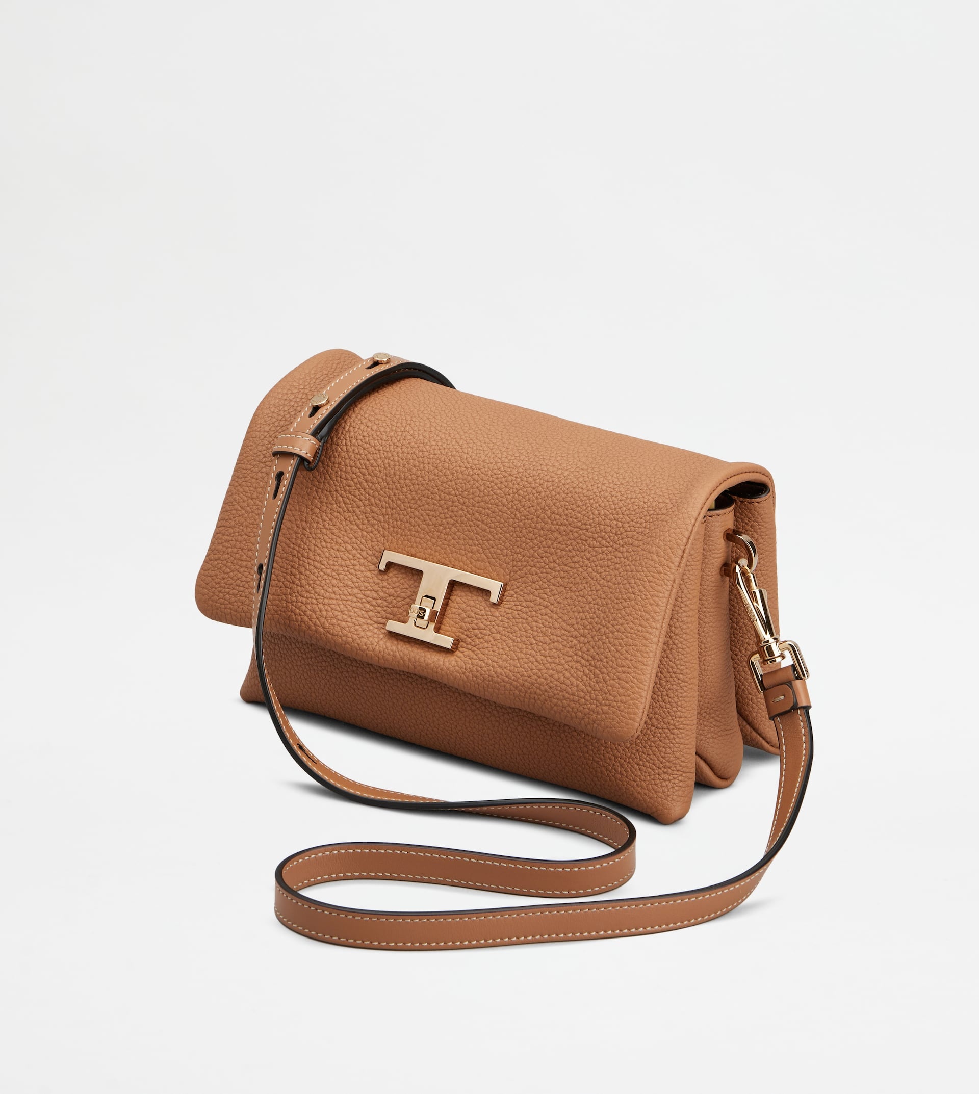 T TIMELESS FLAP BAG IN LEATHER MINI - BROWN - 6