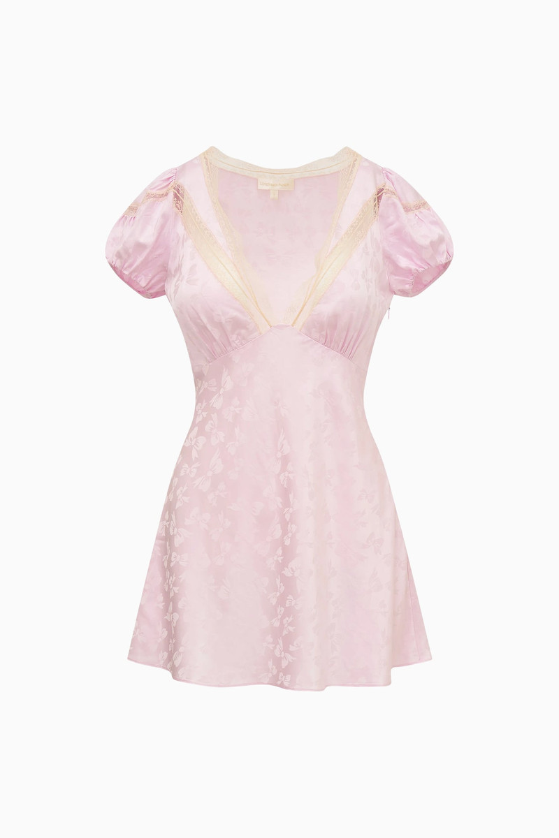 Sylara Silk-Blend Bow Jacquard Mini Dress 1
